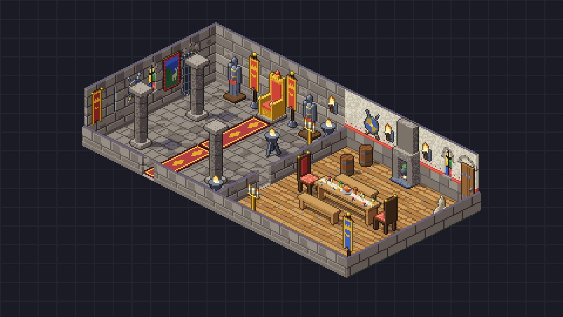 Gridwright Isometric Castle Interiors: 32x32 Pixel Art Throne Room ...