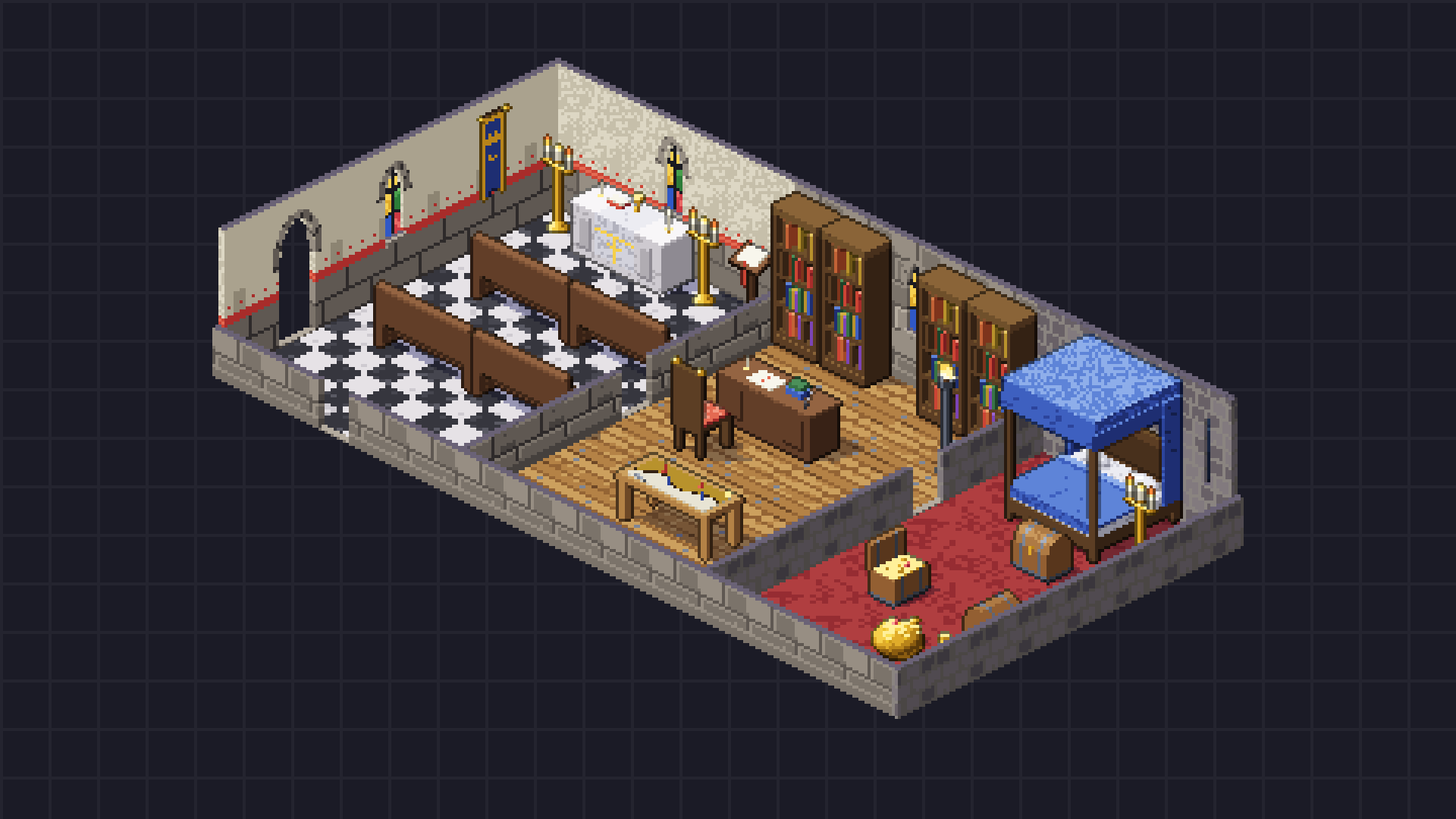 Gridwright Isometric Castle Interiors: 32x32 Pixel Art Throne Room ...
