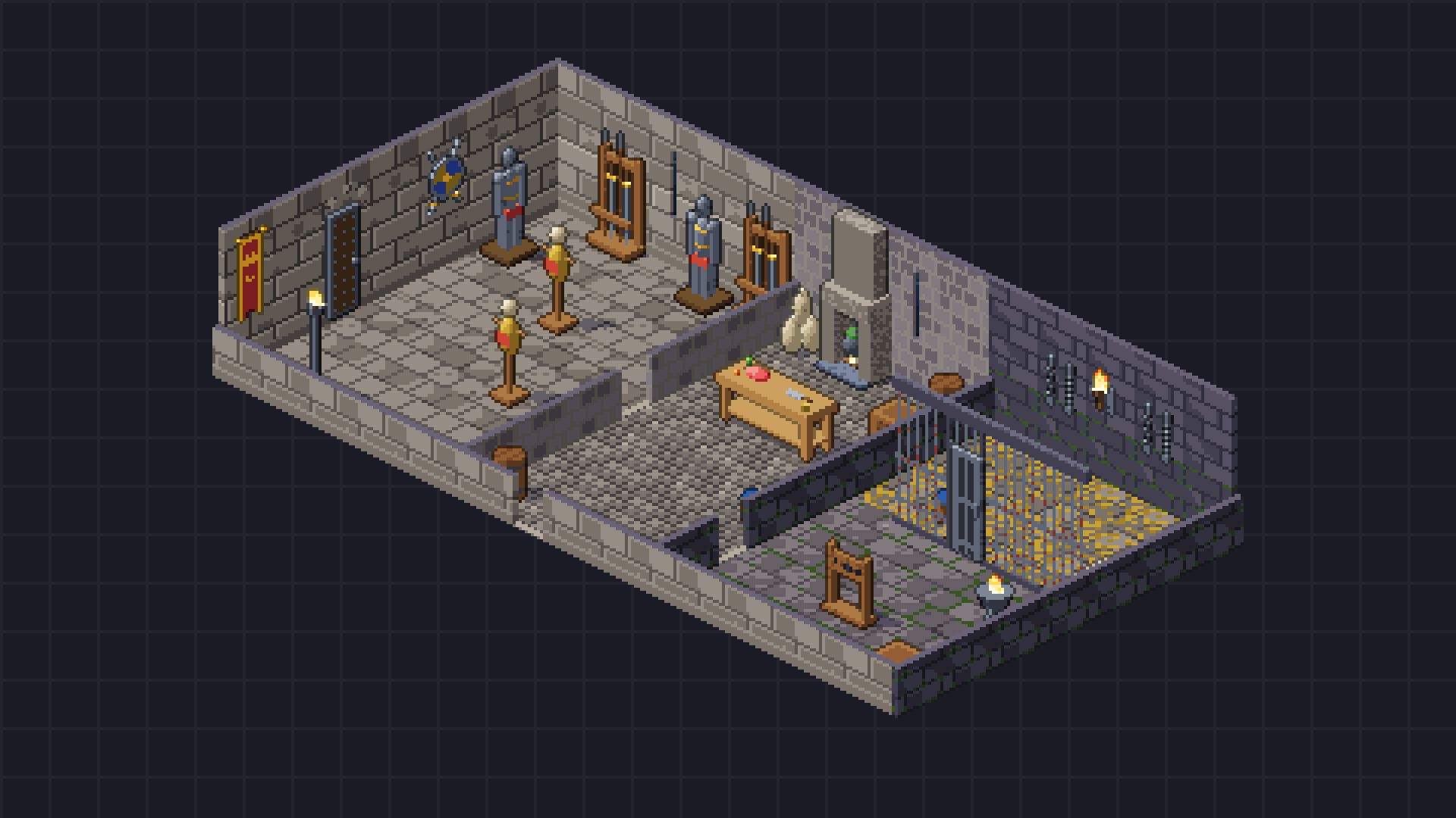 Gridwright Isometric Castle Interiors: 32x32 Pixel Art Throne Room ...