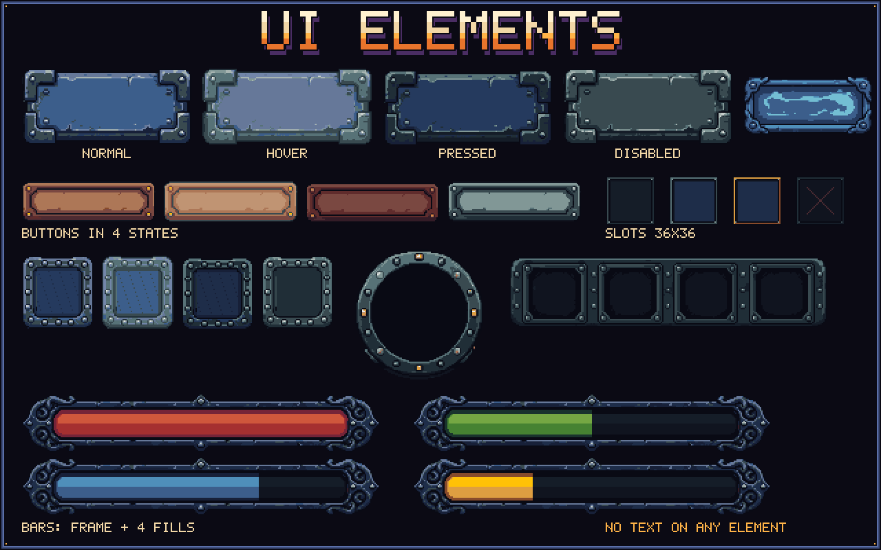 Dark Castle UI – Gothic Pixel Art Interface & 128 Icons by Harning