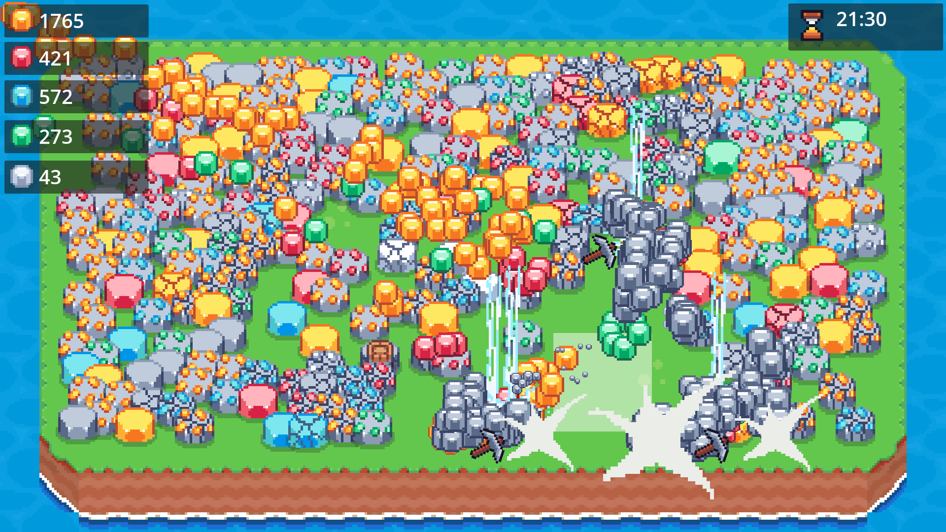 Mine rocks and collect colorful ore