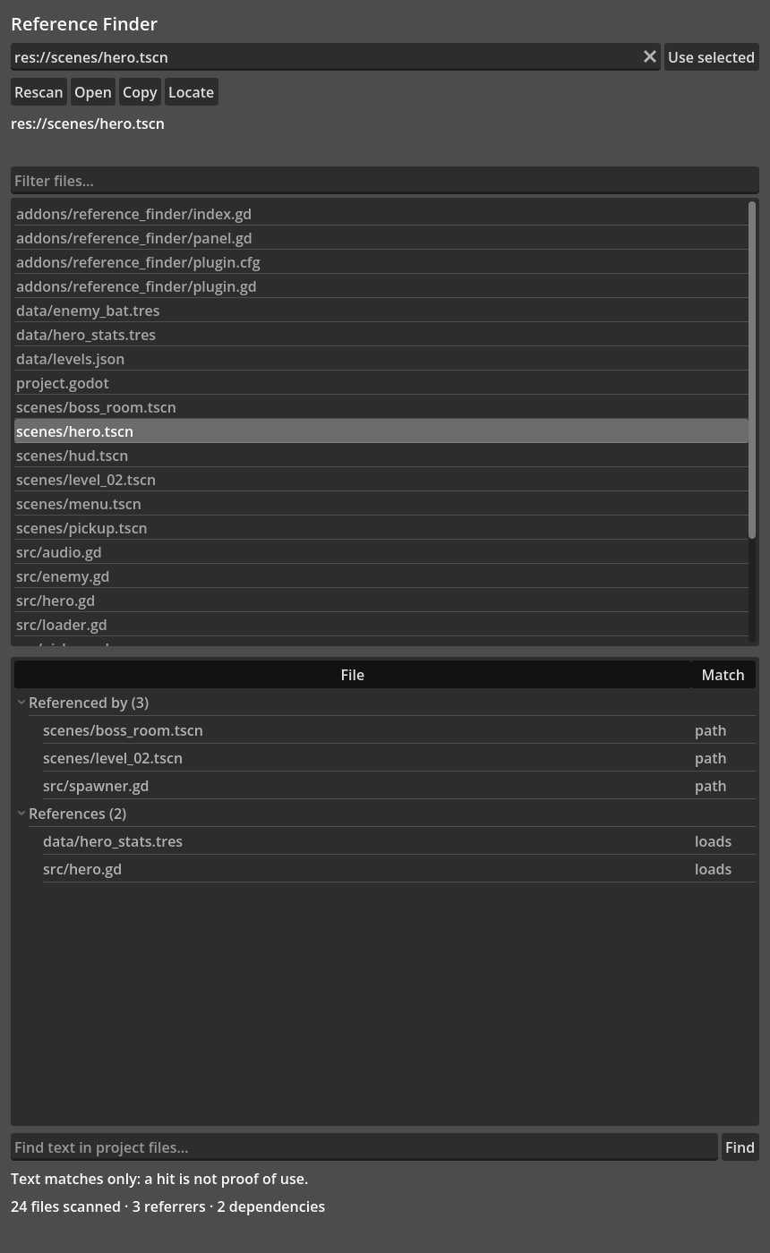 0.1.4: the dock now fits a 1280x720 editor - Reference Finder by onpont