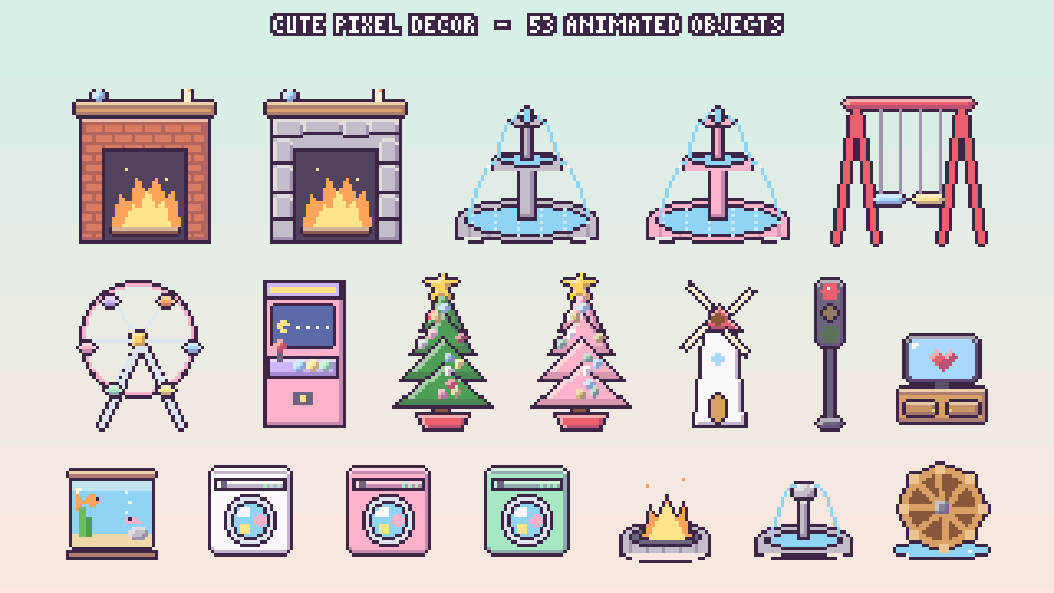 Pixel Interior Object Cute Pixel Decor - 1000 Interior & Exterior Pixel Art Objects by Riclmbr