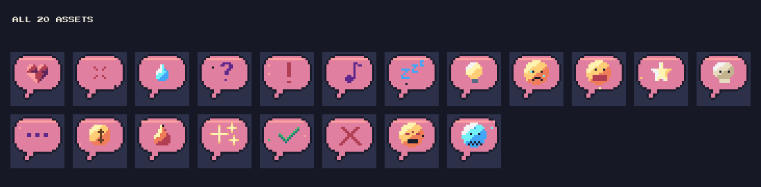 Pastel Pop Emotes: 20 Animated Pixel Emote Bubbles (Pastel) by falvey
