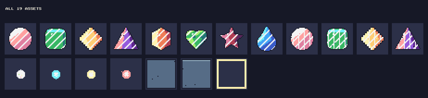 Candy Cascade: 19 Animated Pixel Match-3 Candy Pieces by falvey