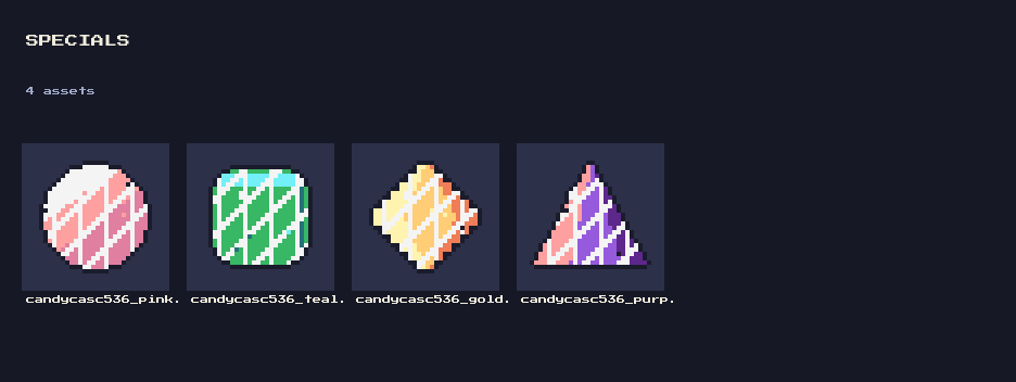 Candy Cascade: 19 Animated Pixel Match-3 Candy Pieces by falvey