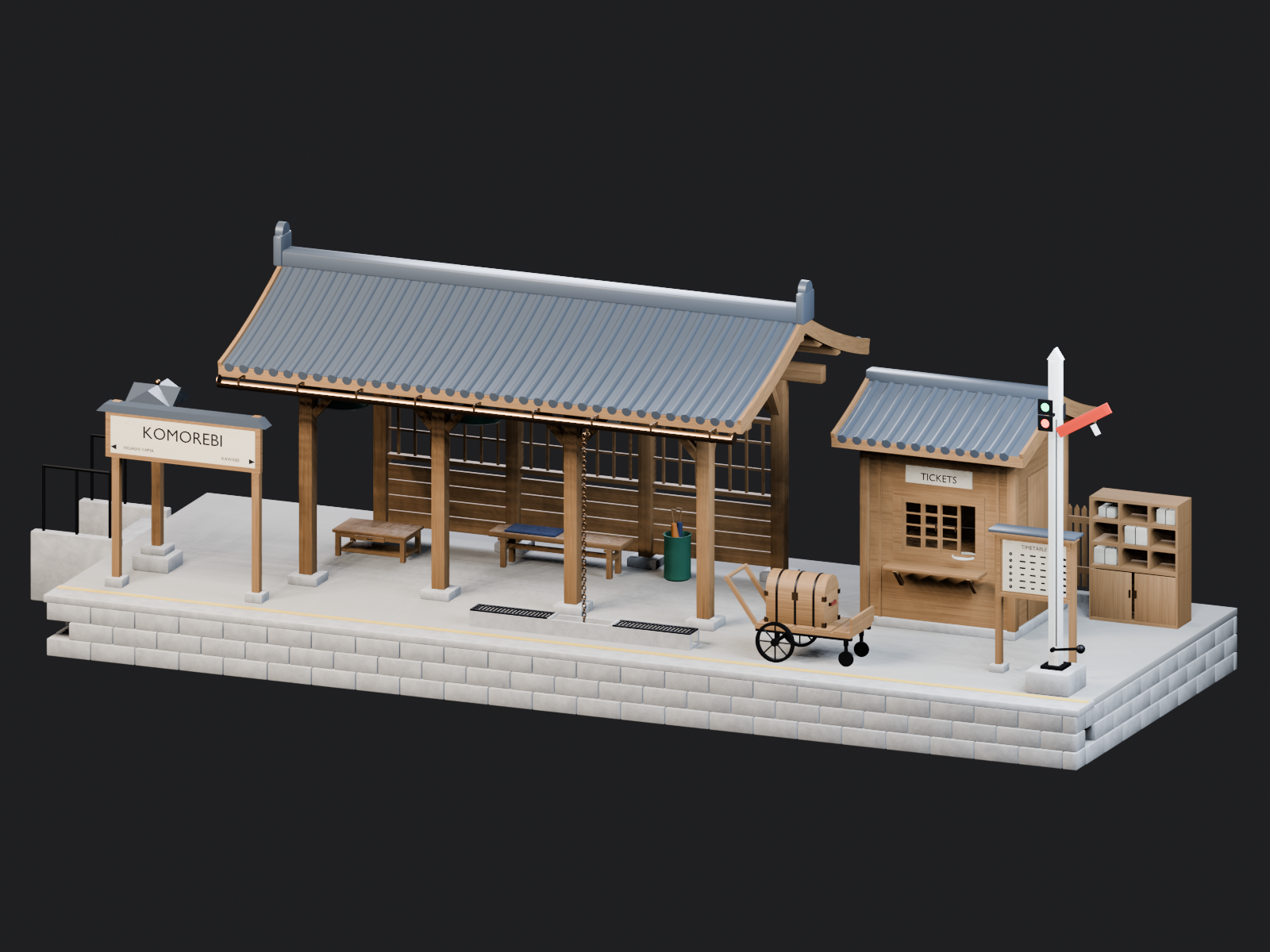 [3D Assets] Quiet stations, a winter shrine and a lantern bathhouse ...