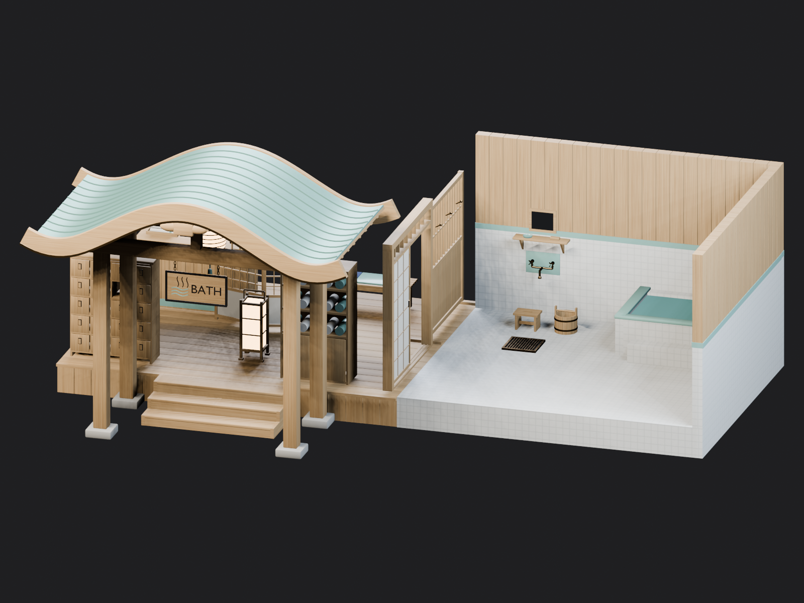 [3D Assets] Quiet stations, a winter shrine and a lantern bathhouse ...