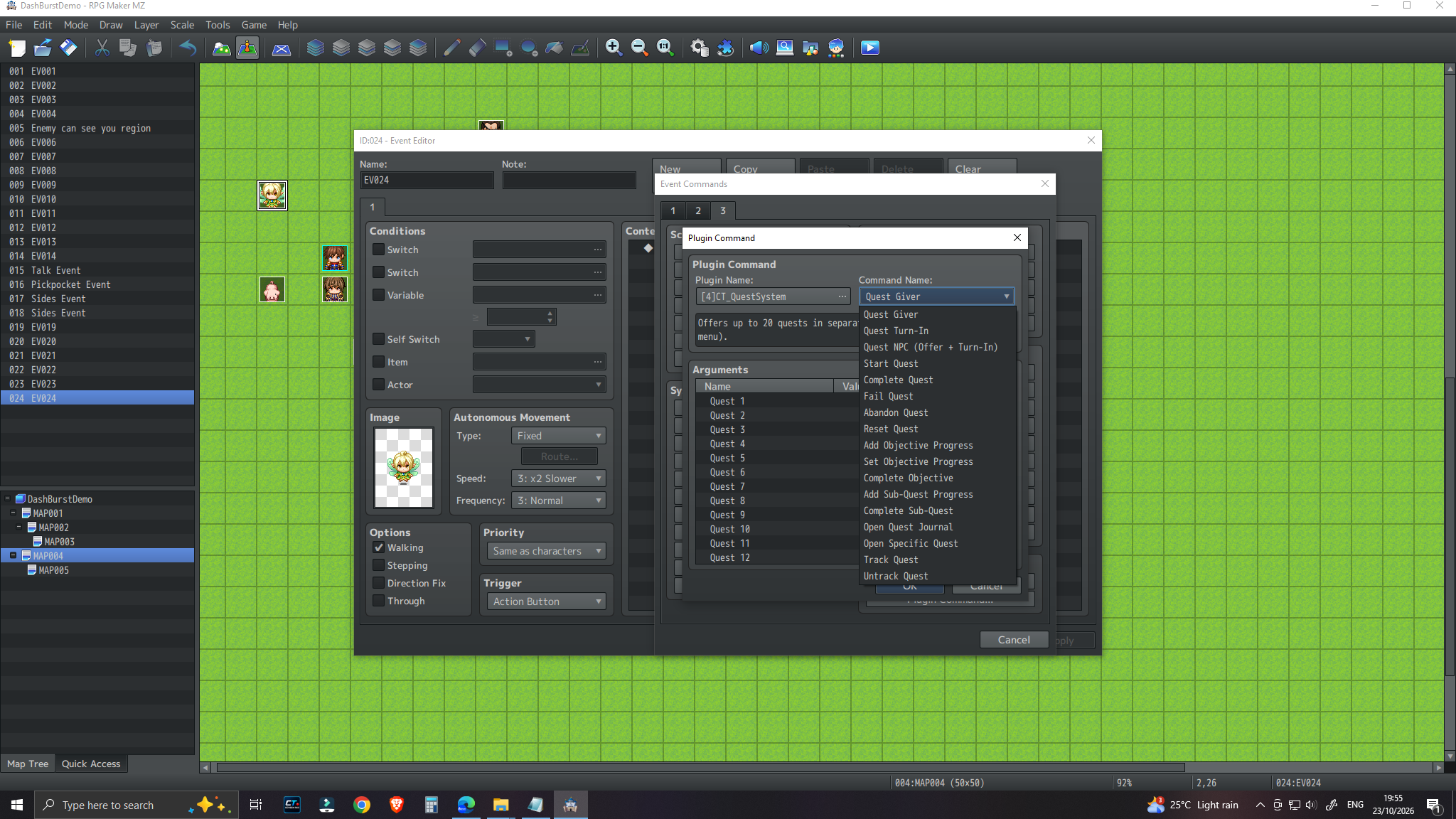 CT Quest System visual editor interface with quest management controls