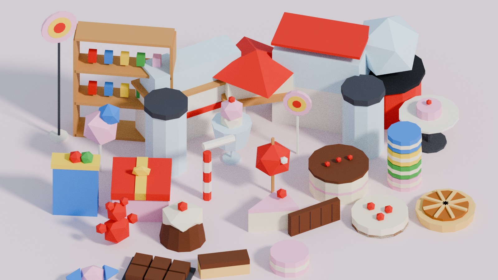 Low Poly Desserts & Candy Pack - Free 3D Assets by reodesuxz