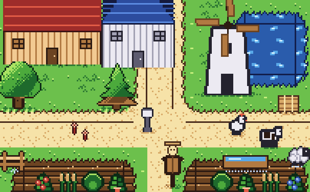 Pixel Farming Game 16x16 Pixel Art Farm Town Tileset – Handheld Colour Town by Leckie ...
