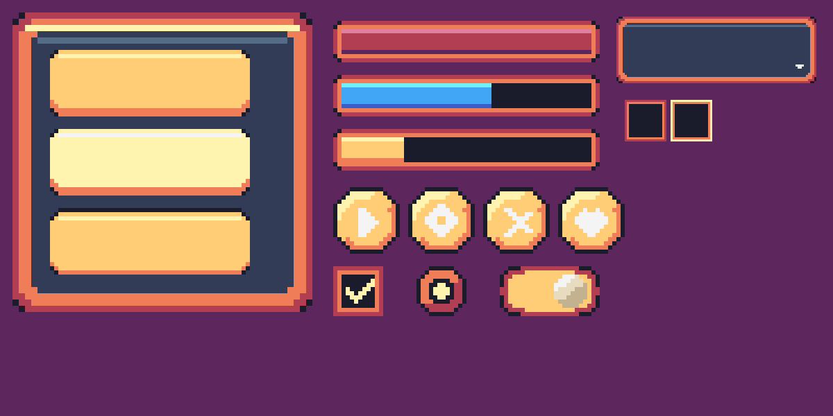 Ember Hearth UI: 55 Pixel Ember Hearth UI Kit Elements by falvey