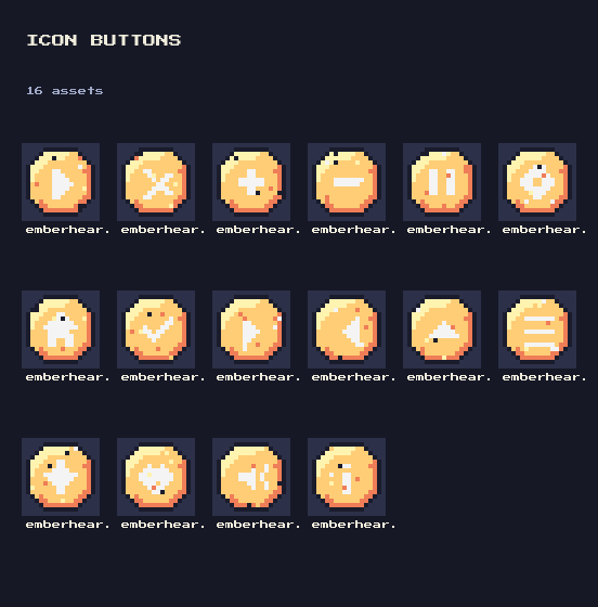 Ember Hearth UI: 55 Pixel Ember Hearth UI Kit Elements by falvey