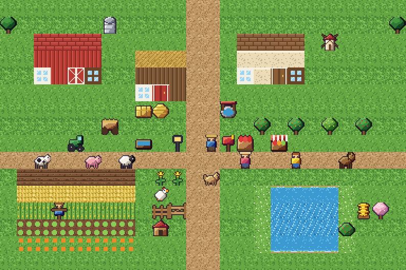 Pixel Farming Game Free Pixel Top-down Farm and Orchard Tileset Vol. 2 (16x16) by reodesuxz