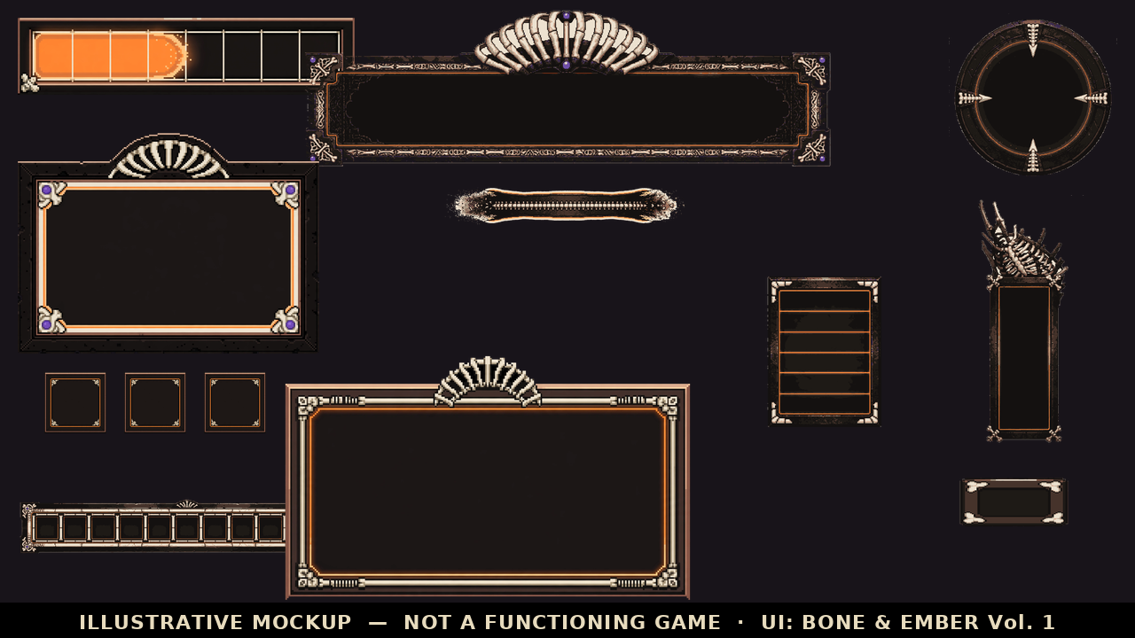 Generic Ui Component Graphics BONE & EMBER — Dark Fantasy Pixel-Art UI Pack Vol. 1 by CcElvis