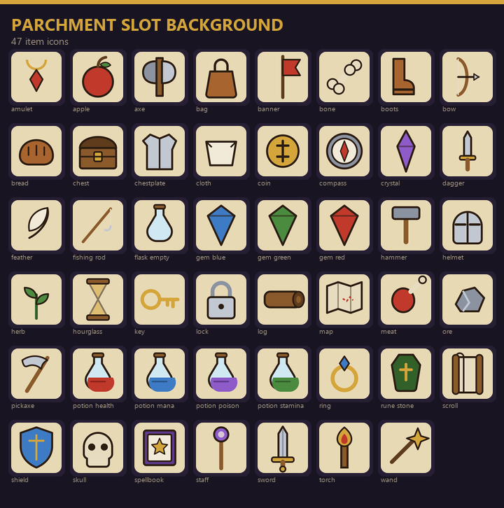 Vault - Fantasy RPG Item Icons (47 Icons, SVG + PNG) by Gen XIA