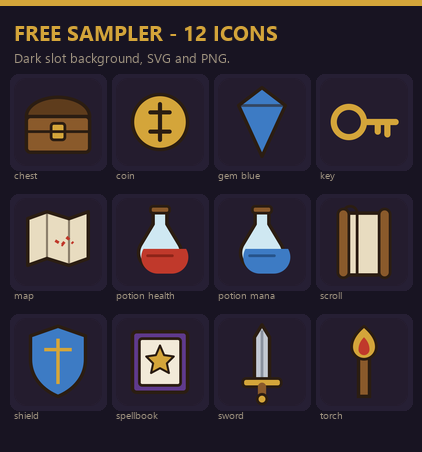 Vault - Fantasy RPG Item Icons (47 Icons, SVG + PNG) by Gen XIA