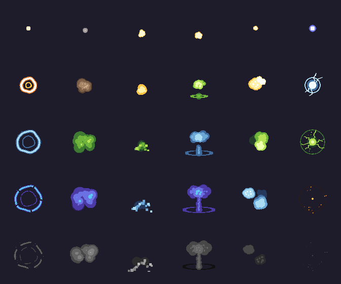 Pixel Explosions: 6 Styles at 32, 48 and 64 px by cs5475