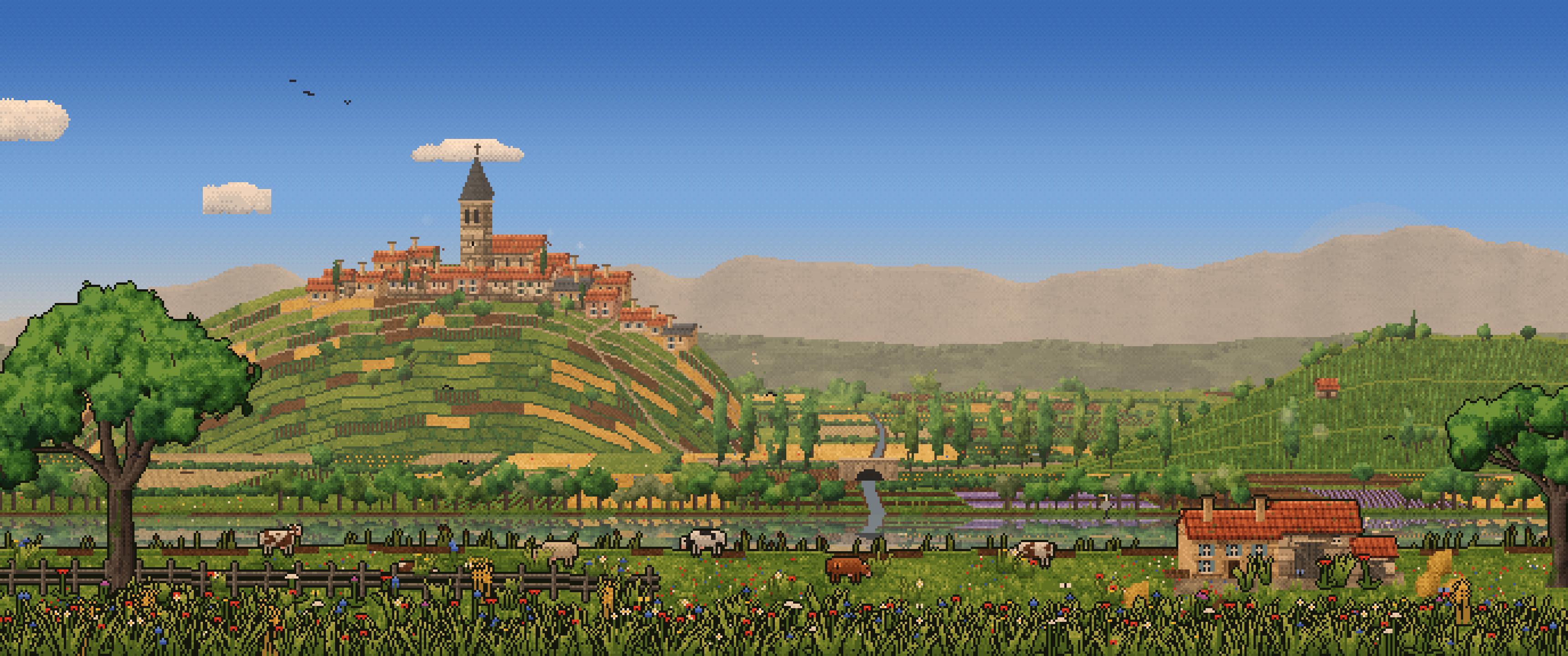 Redrawn French Countryside 1.0.1: redrawn, with vineyards, cows and ducks ...