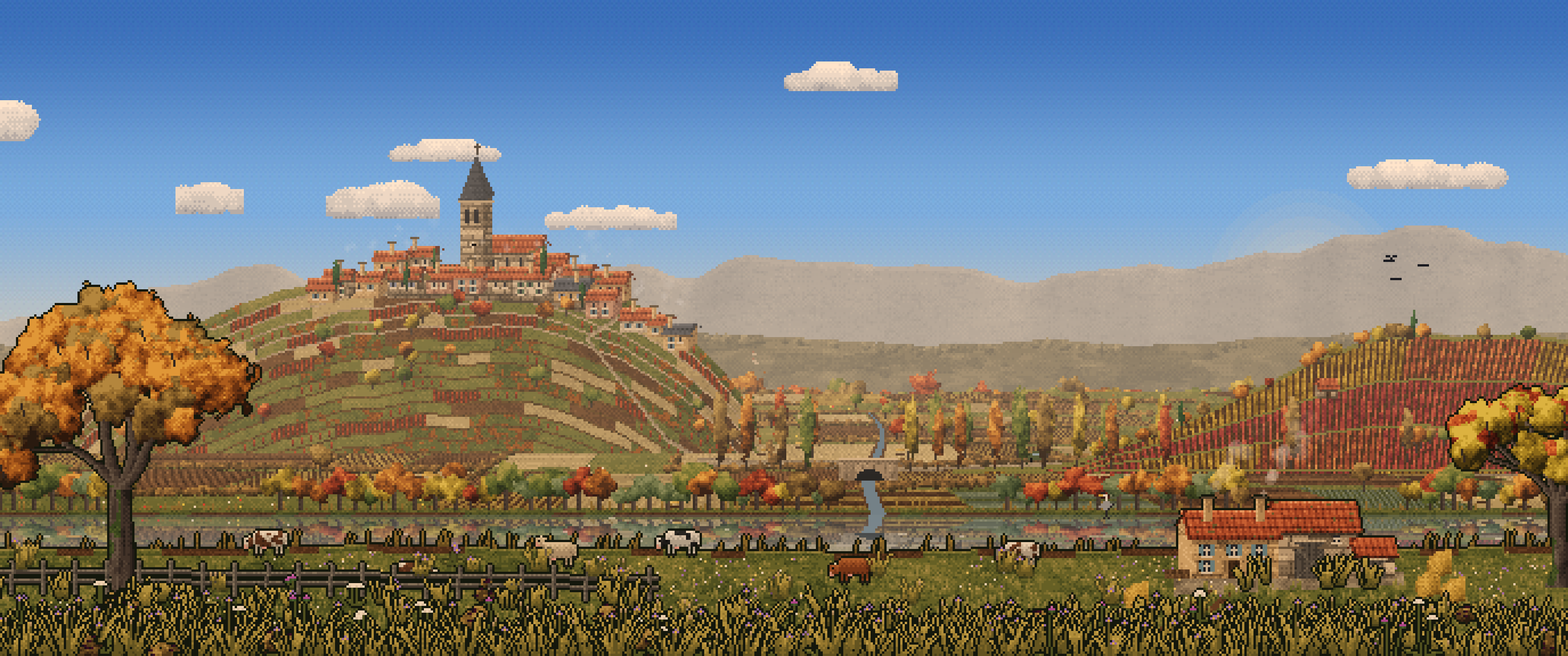Redrawn French Countryside 1.0.1: redrawn, with vineyards, cows and ducks ...