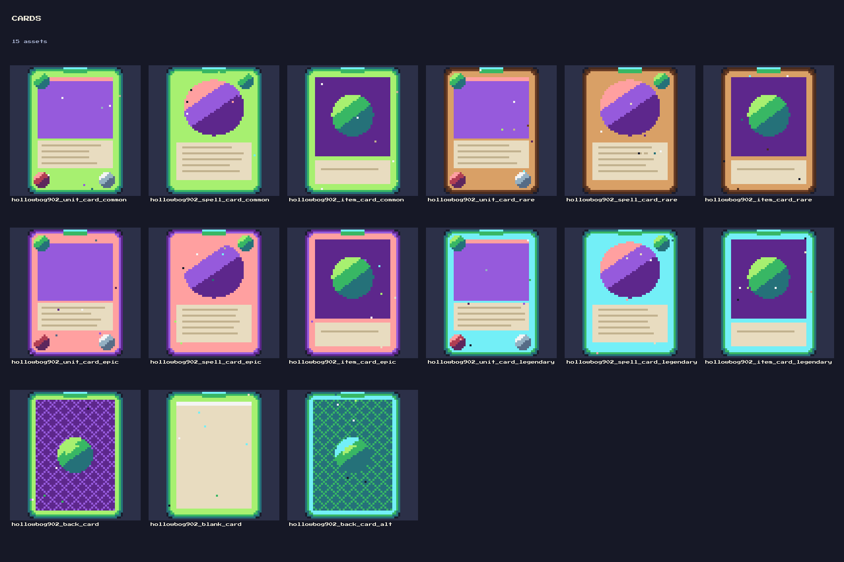 Hollow Bog Cards: 67 Pixel Hollow Bog Card & Board Game Assets by falvey