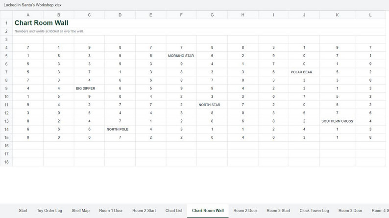 Santa Excel Tables Locked in Santa's Workshop: Christmas Escape Room in a Spreadsheet by ...
