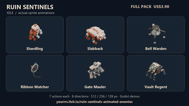 Ruin Sentinels — 6 animated 2D enemies, 8 directions + free sample ($3. ...