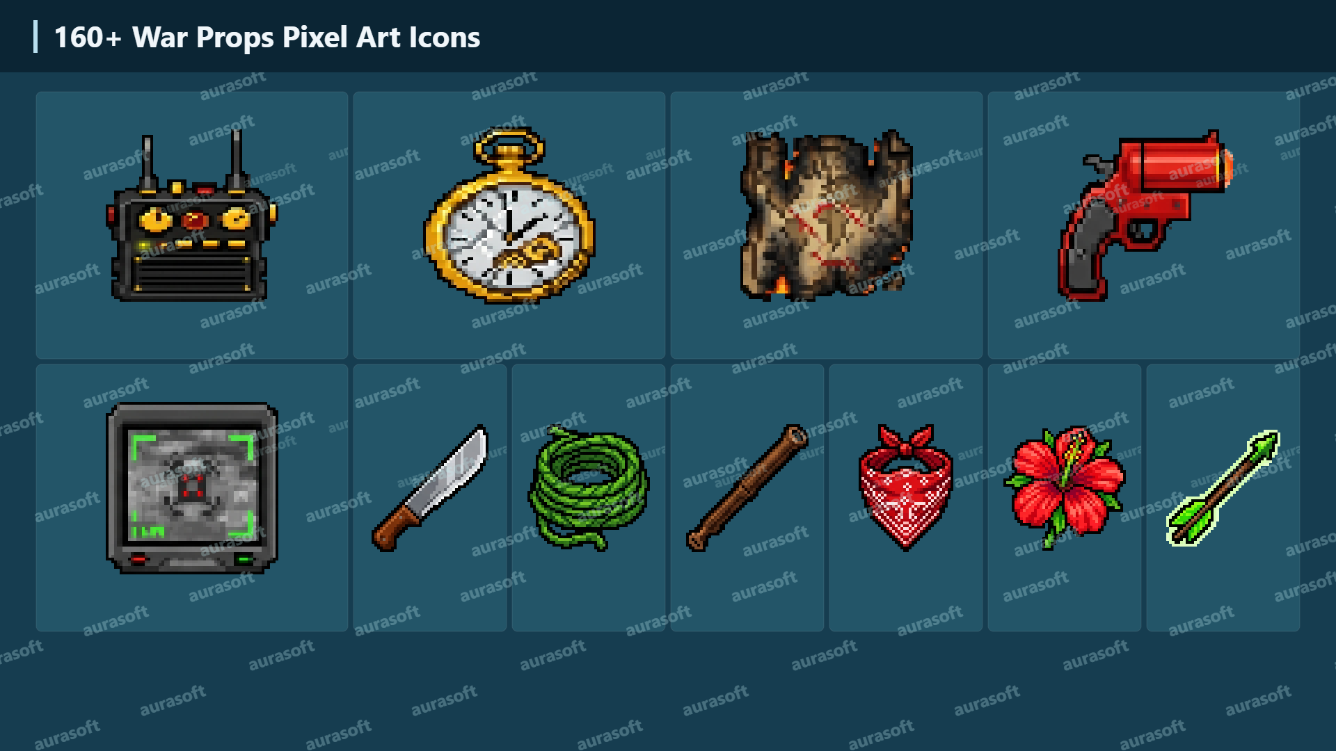Access Master Icon 160+ War Props Pixel Art Icons by AuraSoft