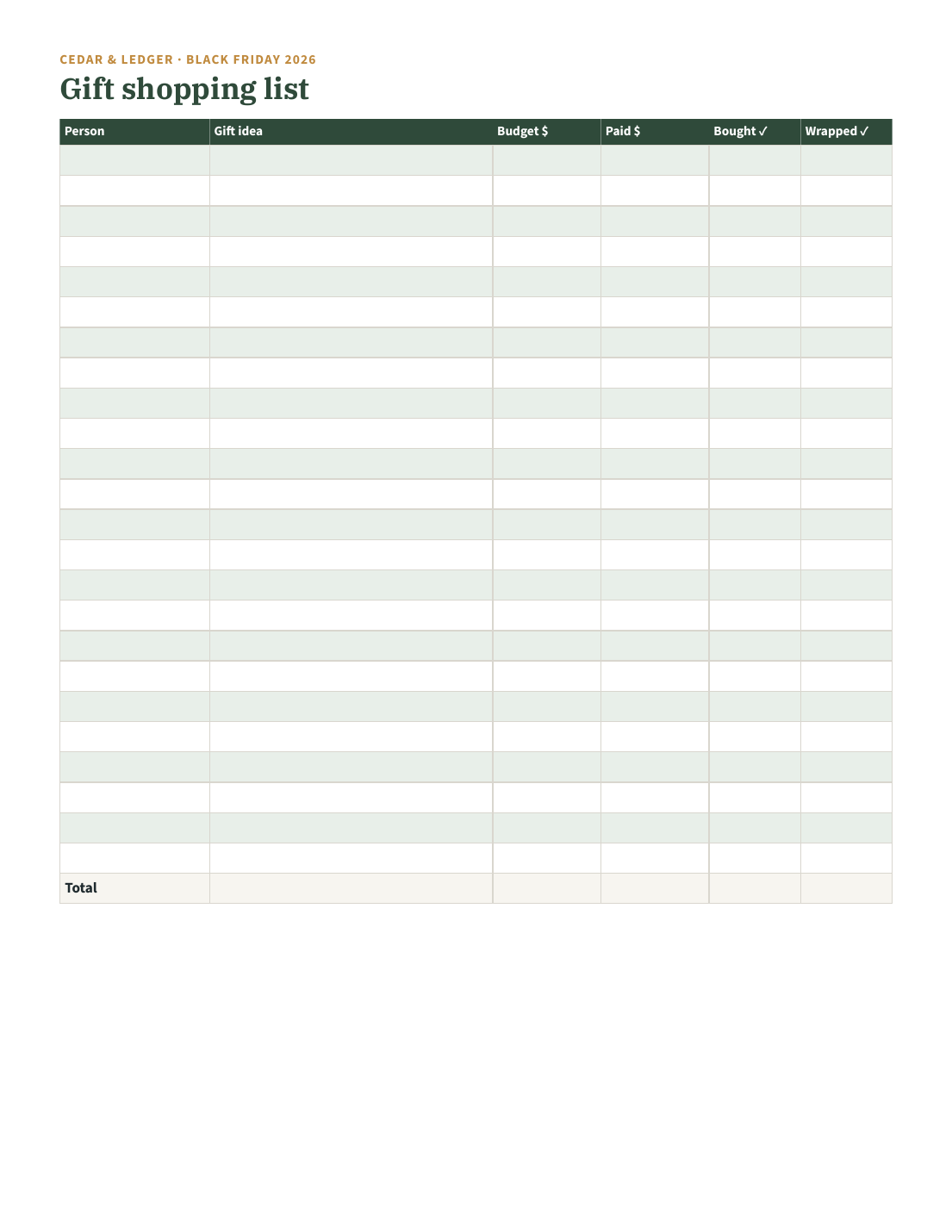 Sample Text Informative Free Printable Black Friday & Cyber Monday Shopping Planner 2026 (Printable PDF, Free ...