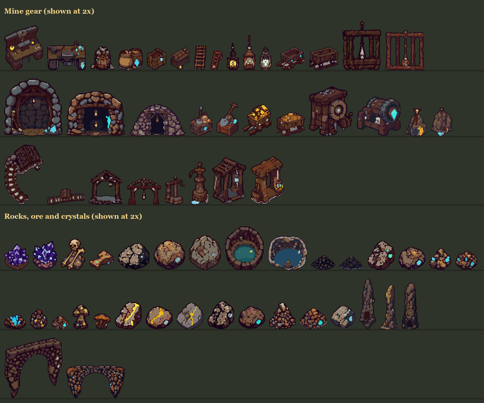 Mines & Caverns - Pixel Art Asset Pack (with animations) by frodigefrodo