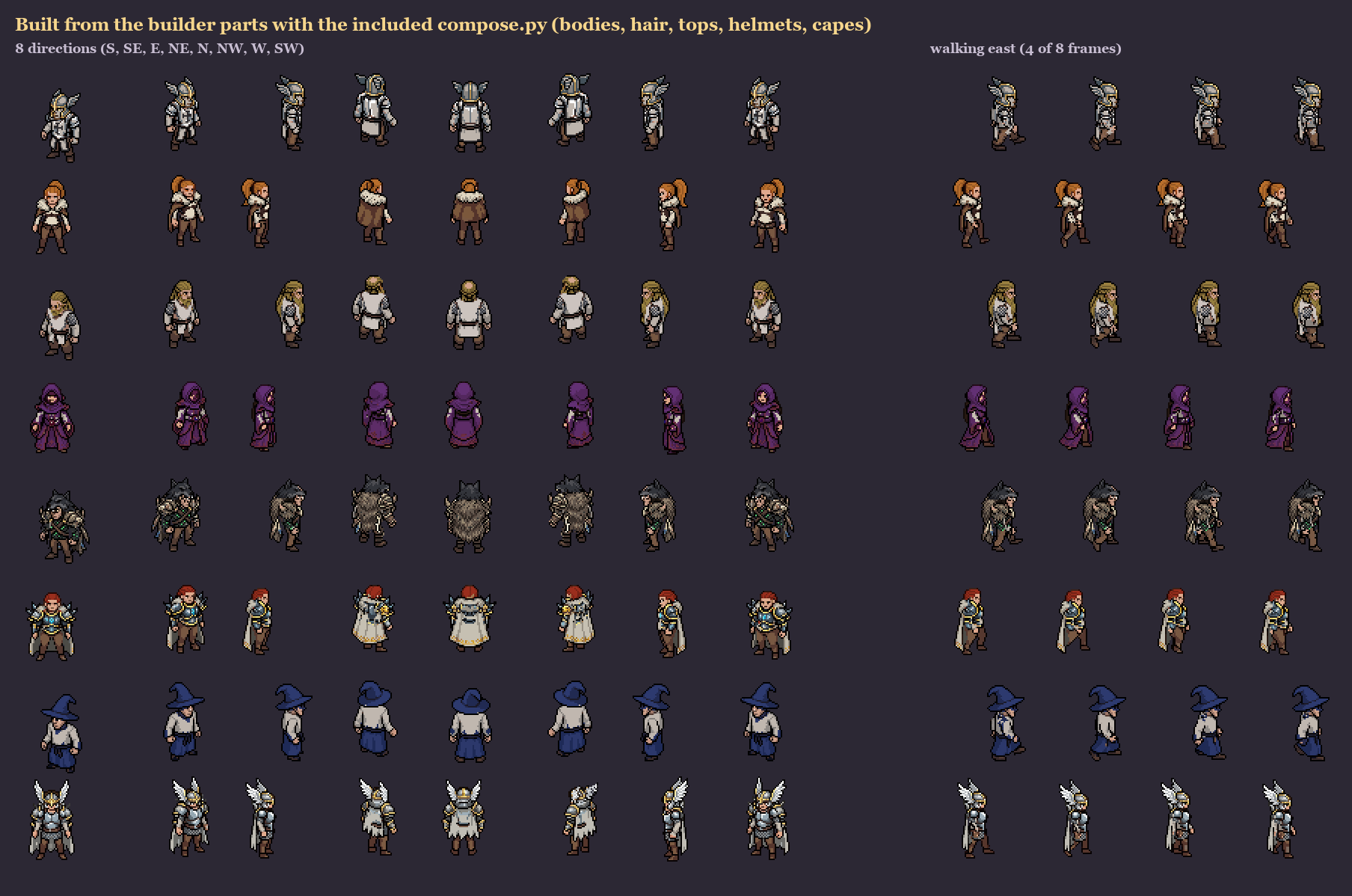 Modular Fantasy Characters - Pixel Art (8 directions) by frodigefrodo