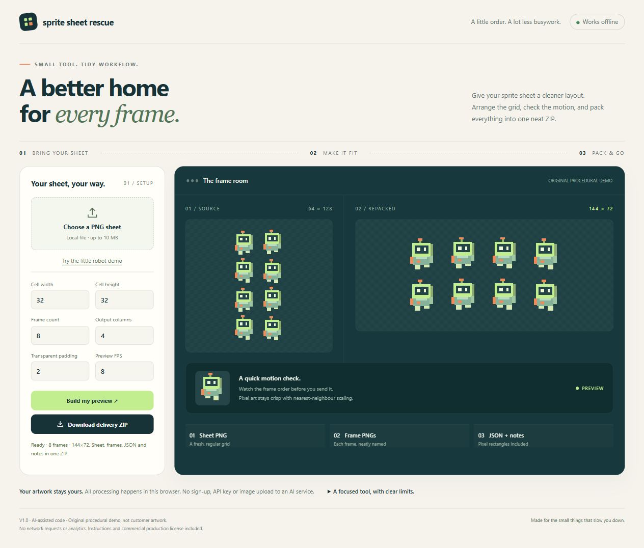 [Tool] Sprite Sheet Rescue — offline PNG repacking, frames & preview ...