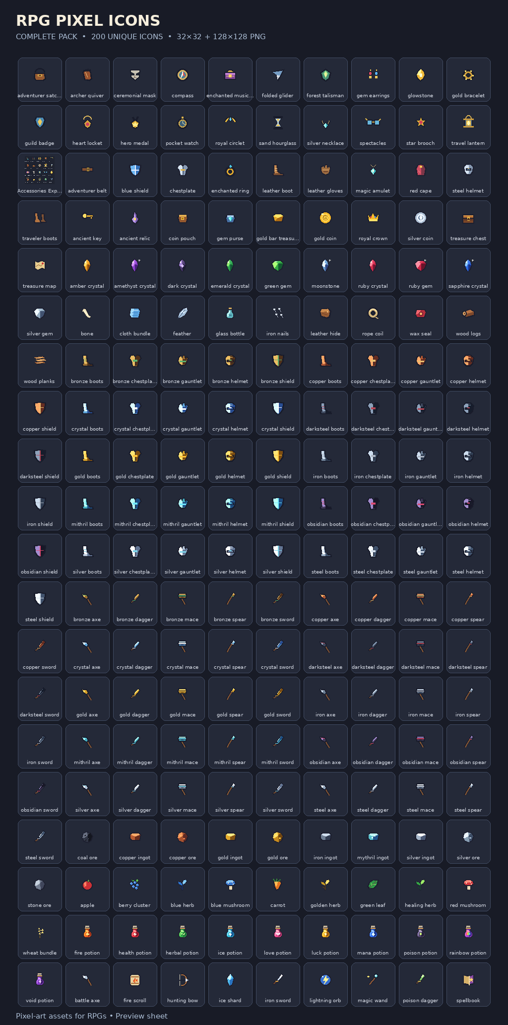 Role Play Icon Transparent RPG Pixel Icons β Complete Pack by Quixal