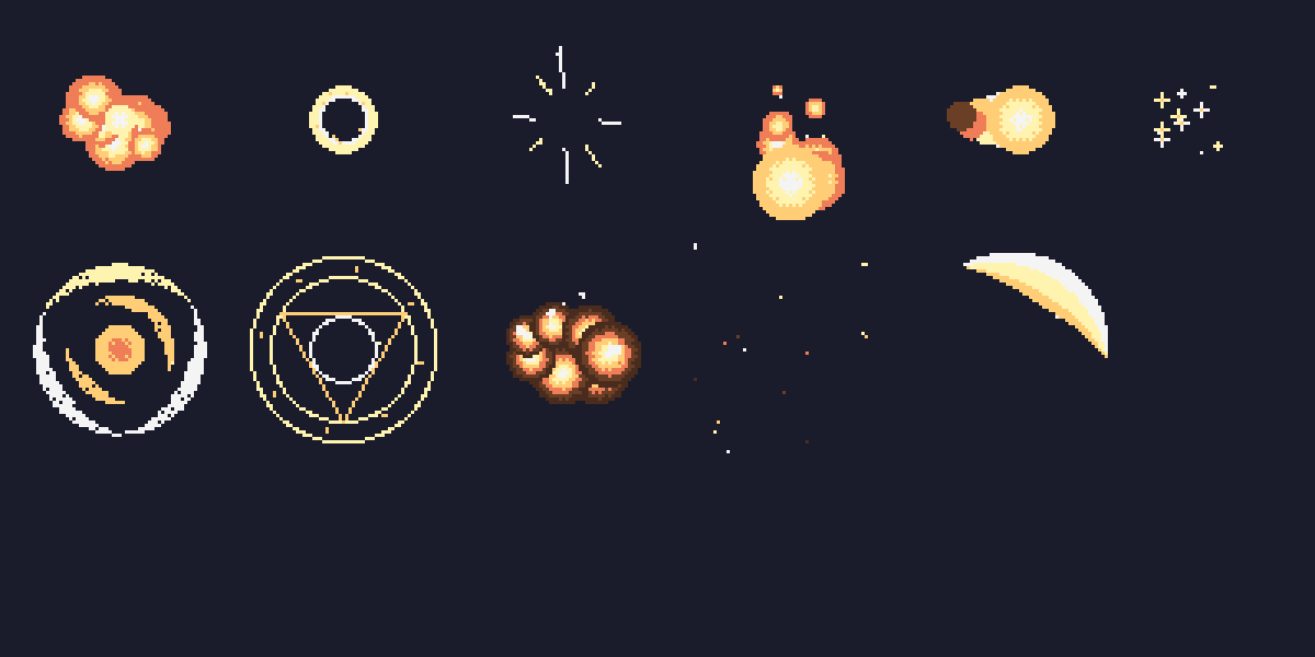 Frame Pixilated Golden Buff VFX: 12 Animated Pixel Buff Effects (88 Frames) by falvey