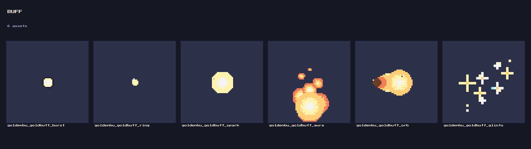 Frame Pixilated Golden Buff VFX: 12 Animated Pixel Buff Effects (88 Frames) by falvey