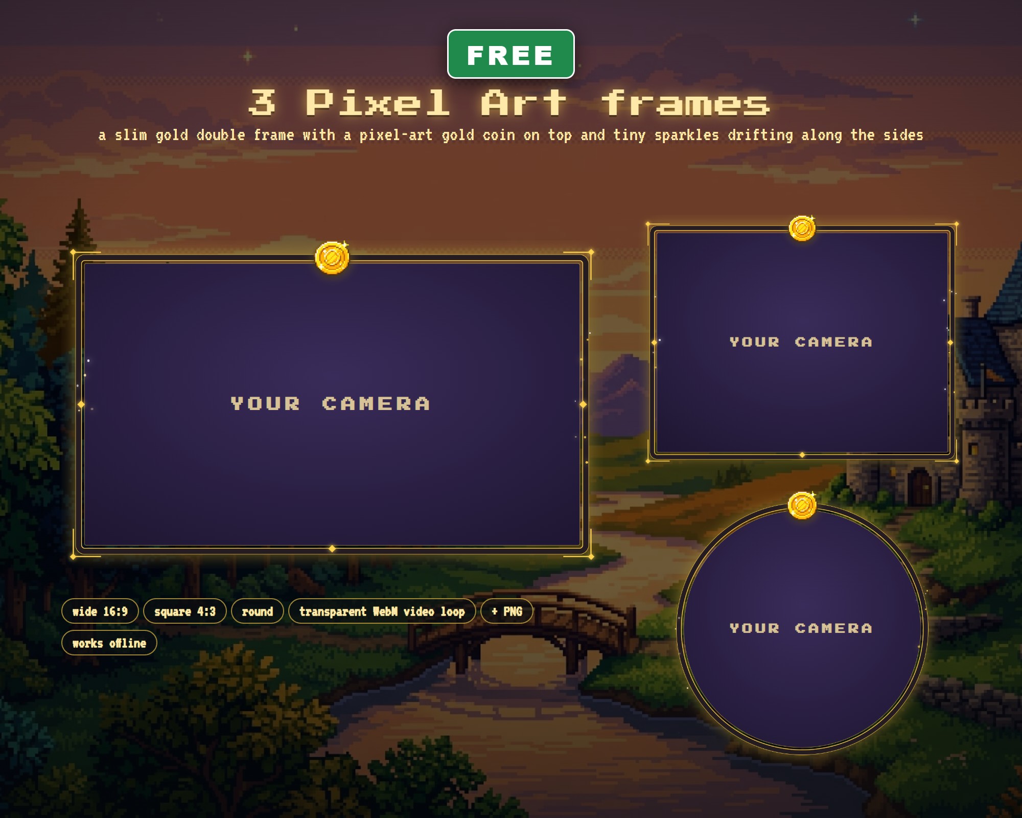 FREE Pixel Art Twitch Webcam Frame - Animated 16-Bit RPG Cam Overlay ...