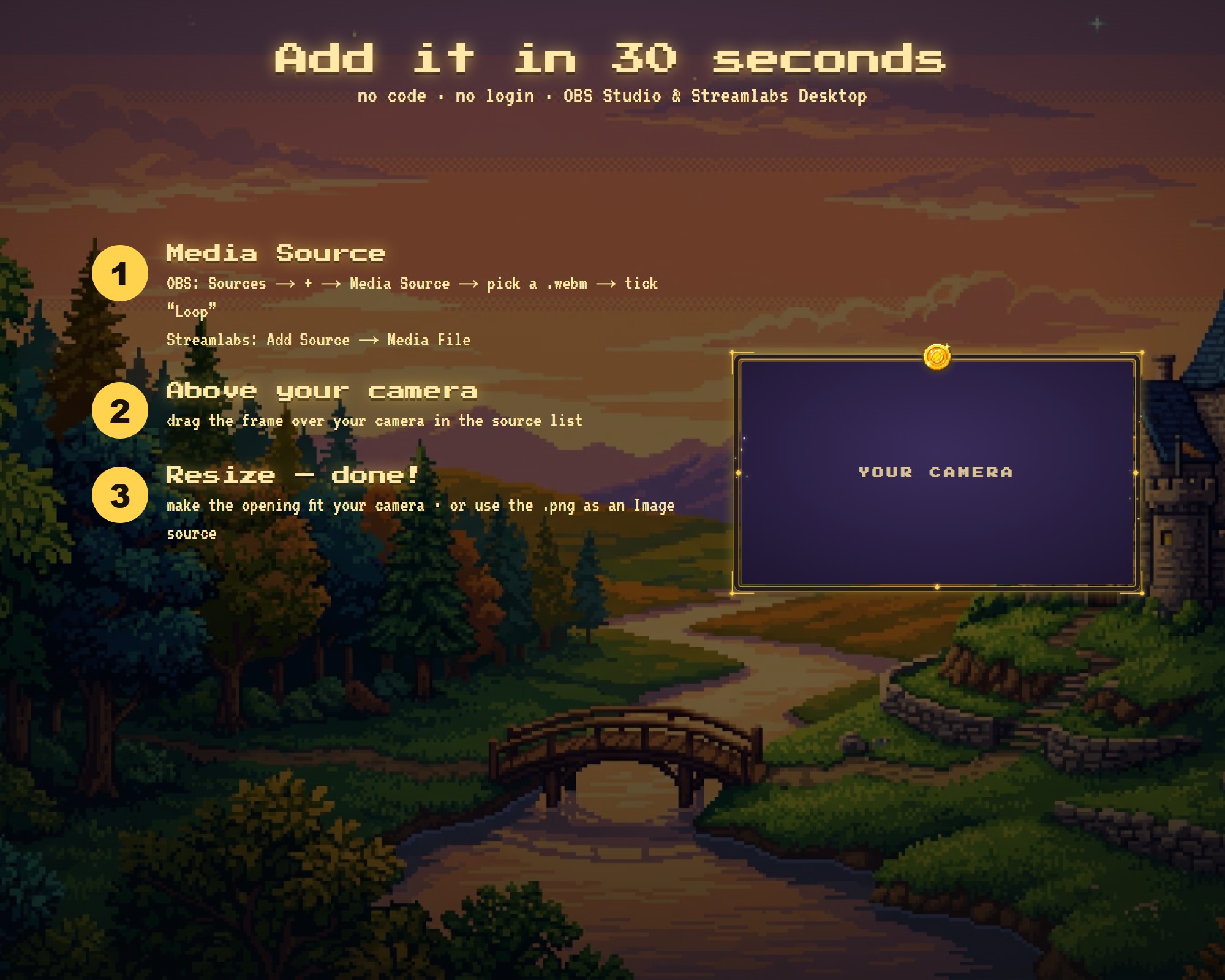 FREE Pixel Art Twitch Webcam Frame - Animated 16-Bit RPG Cam Overlay ...