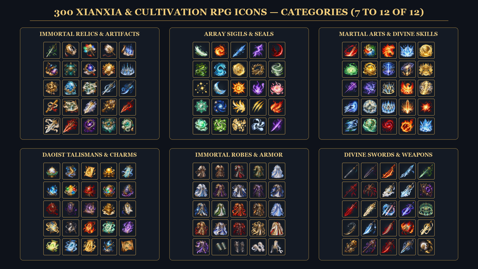 300 Xianxia & Eastern Fantasy RPG Icons (Cultivation / Wuxia Asset Pack ...