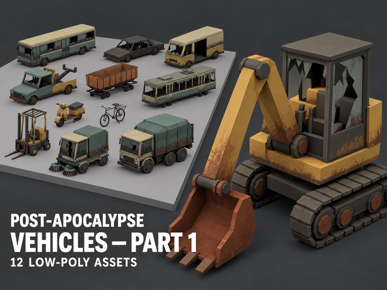 Zombie Apocalypse Vehicles Part 1 - 12 Low Poly Assets by Nice Labs