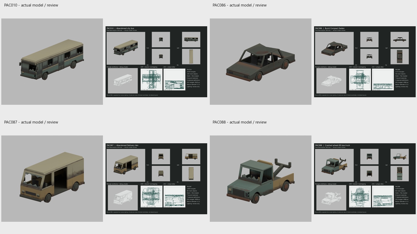 Zombie Apocalypse Vehicles Part 1 - 12 Low Poly Assets by Nice Labs