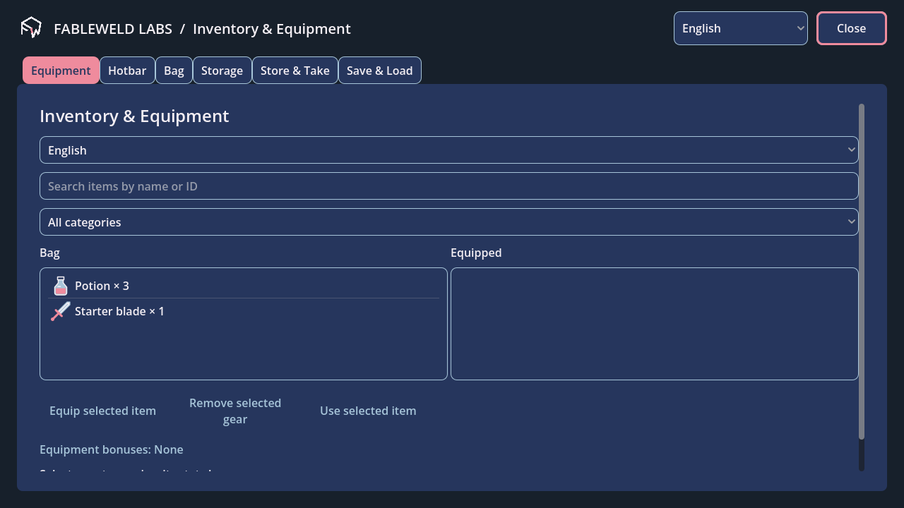 Fable Inventory Inventory & Equipment for Godot by Gordon Hinchen