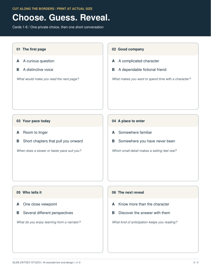 Shelf Signals — Free Printable Book Club Game by pixelcluestudio
