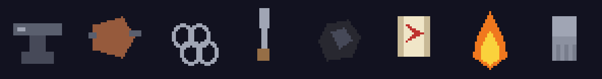 Role Play Icon Transparent Blacksmith & Crafting Icons Pack β 20 Pixel Art Forge Icons for RPG UI ...