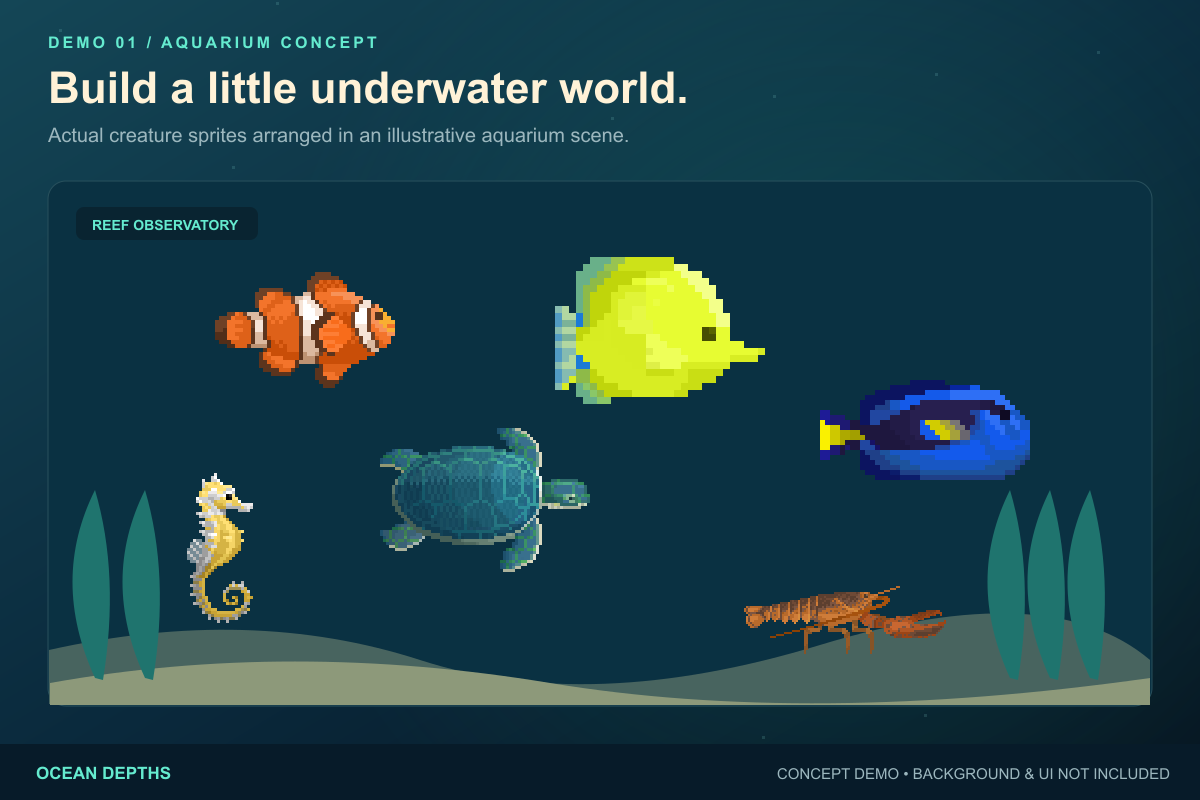 Animation Layout Field Guide Ocean Depths — Marine Life Pixel Collection by choco203