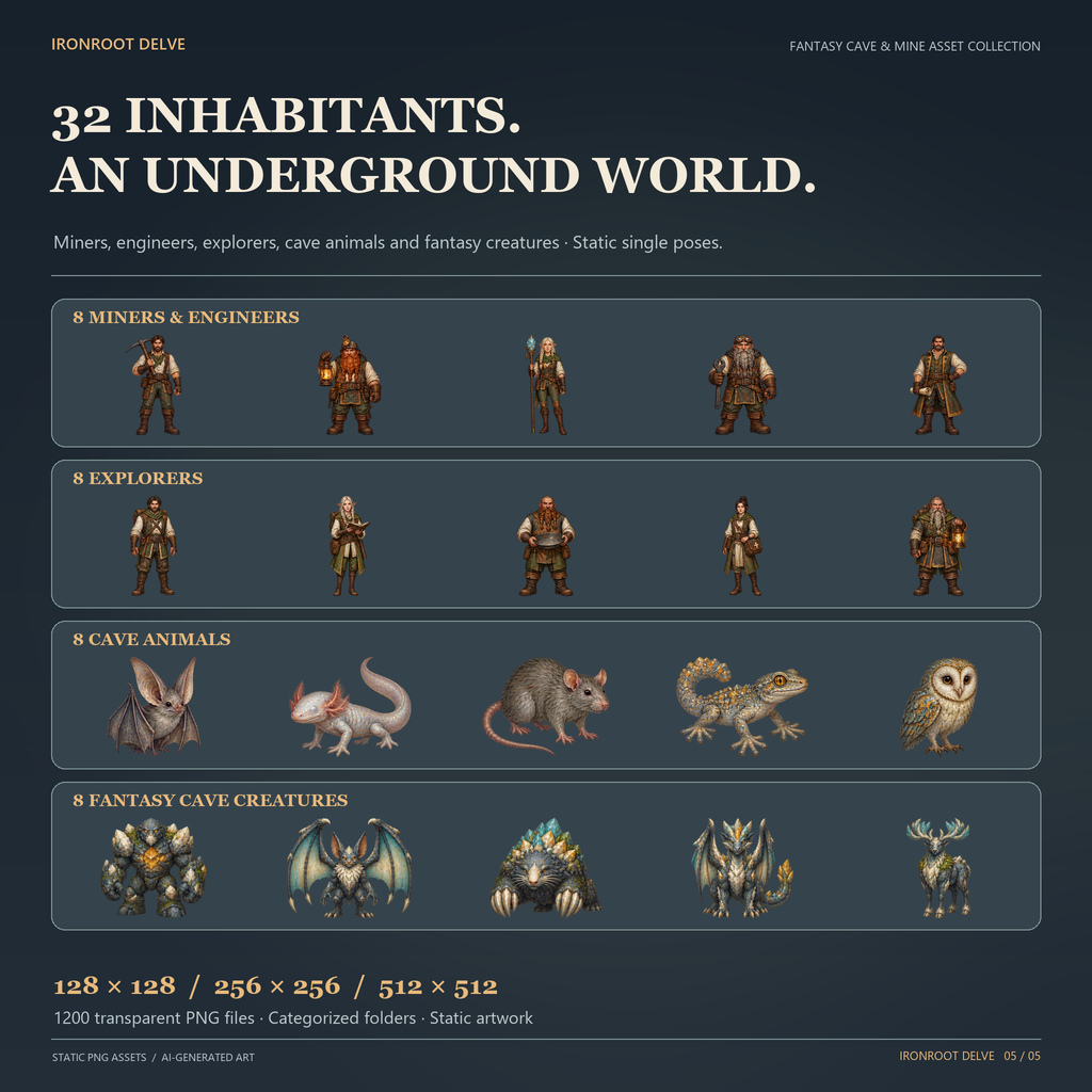 Cave and Mine - 2D Game Assets by Worlds Without End