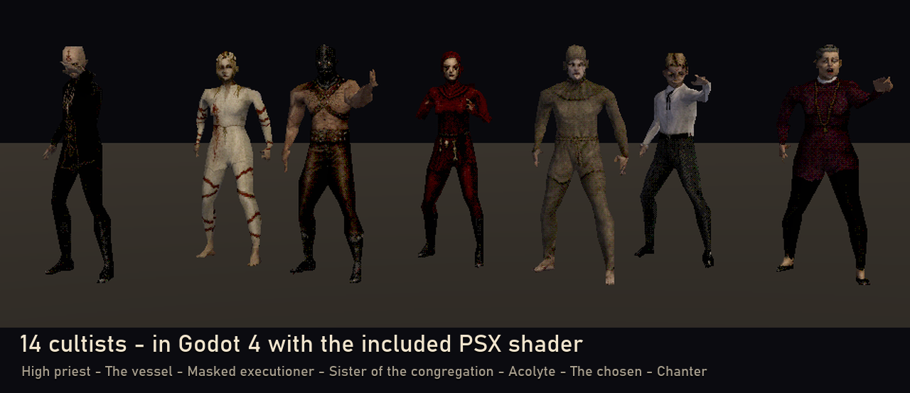 Hollow Congregation is out: 14 PSX horror cultist characters, rigged ...