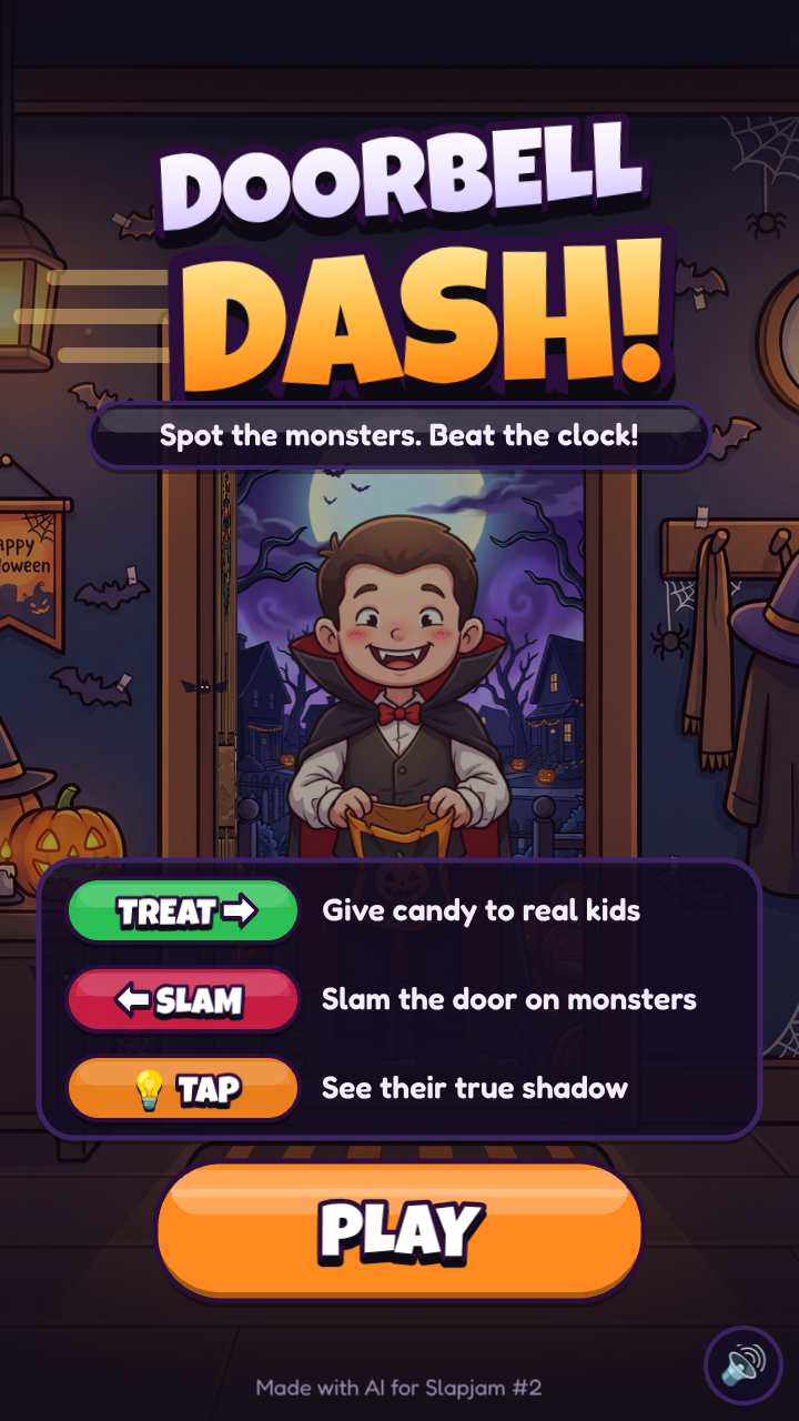 Real game screenshot of Doorbell Dash, a playable entry in Slapjam #2