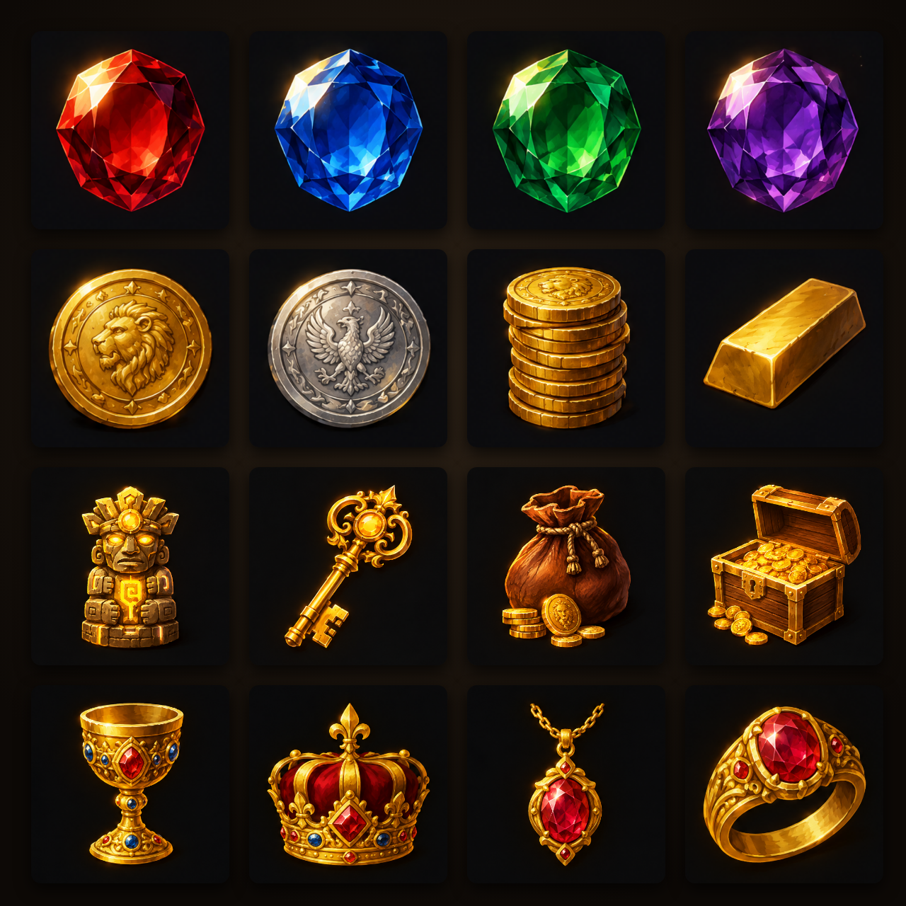 New pack: Treasure & Gems — 16 hand-painted loot icons - Brosure ...