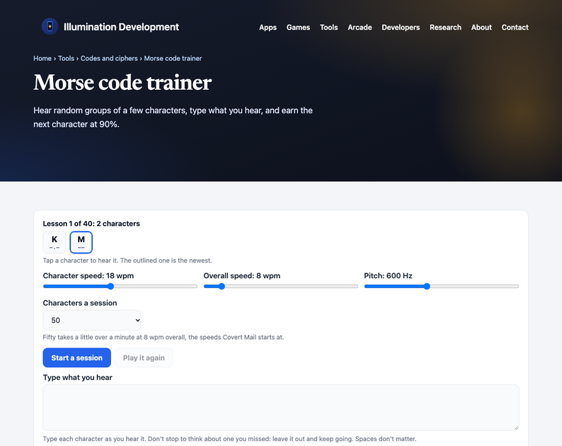 Morse Code Trainer (Koch method) by Illumination Development