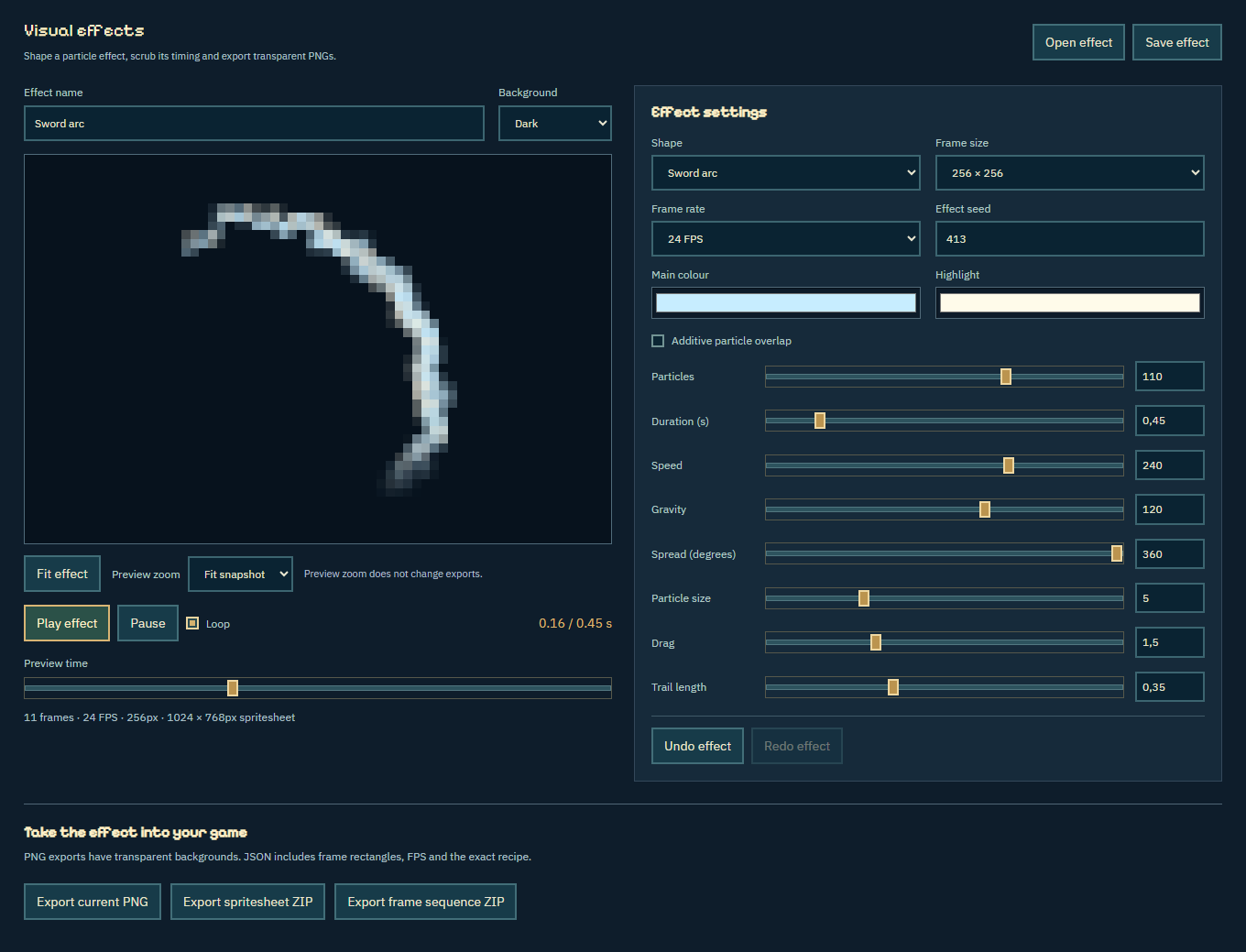 SoundPatch Lab 0.3 &mdash; editable sword arc and particle settings